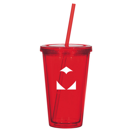 Madison Double Wall Red Tumbler w/Straw 16oz-Icon