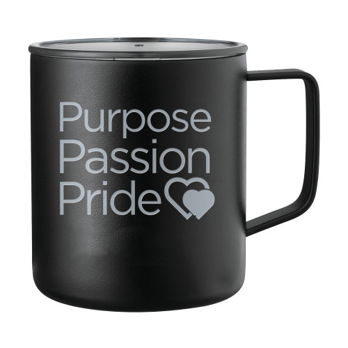 Rover Camp Vacuum Insulated Black Mug 14oz-Purpose Passion Pride  Engraved