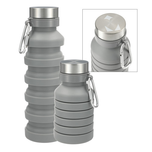 Zigoo Silicone Collapsible Grey Bottle 18oz-Icon  Engraved