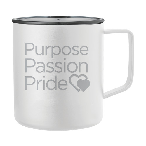 Rover Camp Vacuum Insulated White Mug 14oz-Purpose Passion Pride  Engraved