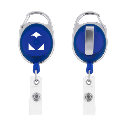 Blue Oval Retractable Badge Holder w/Clip-Icon