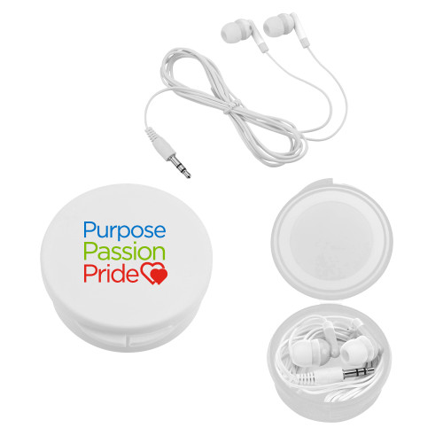 Ear Buds in White Case-Purpose Passion Pride