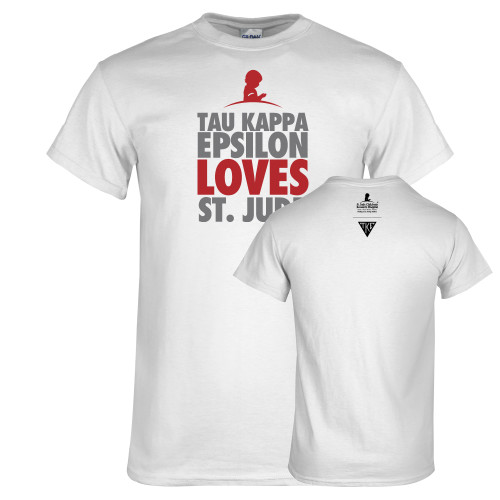 White T Shirt-Tau Kappa Epsilon Loves St Jude