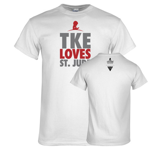 White T Shirt-TKE Loves St Jude