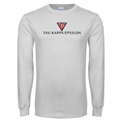 White Long Sleeve T Shirt-House Plate Tau Kappa Epsilon