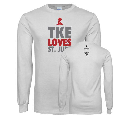 White Long Sleeve T Shirt-TKE Loves St Jude