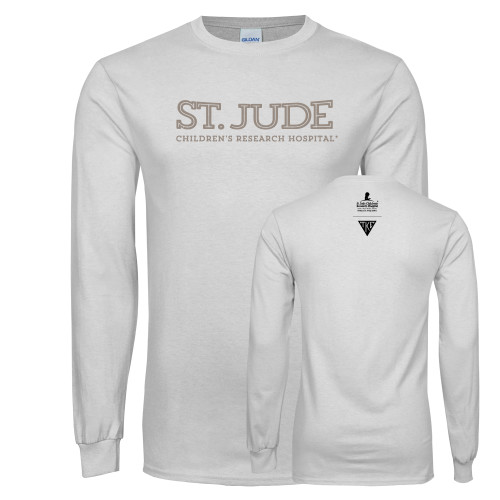 White Long Sleeve T Shirt-St Jude Childrens Research Hospital Flat