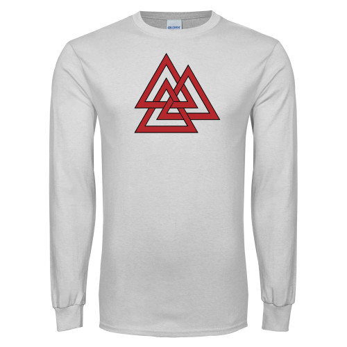 White Long Sleeve T Shirt-Interlocking Triangles
