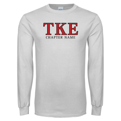 White Long Sleeve T Shirt-TKE Chapter Name