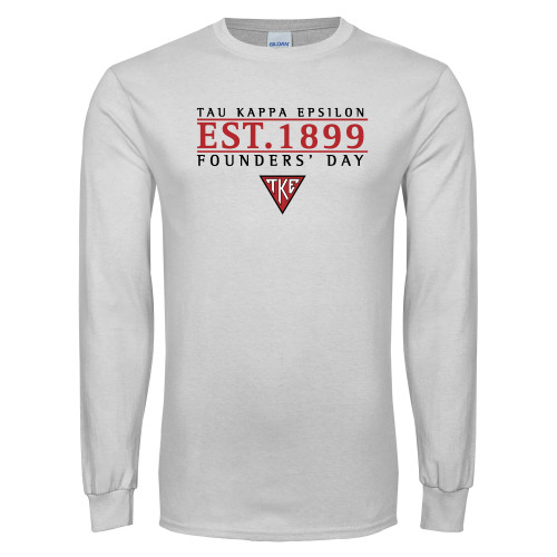 White Long Sleeve T Shirt-Classic Style Founders Day Stacked