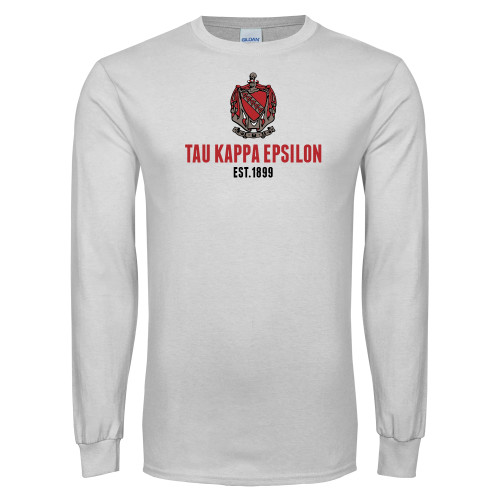White Long Sleeve T Shirt-Coat of Arms Established Year Stacked