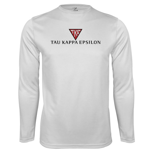 White Performance Long Sleeve Shirt-House Plate Tau Kappa Epsilon
