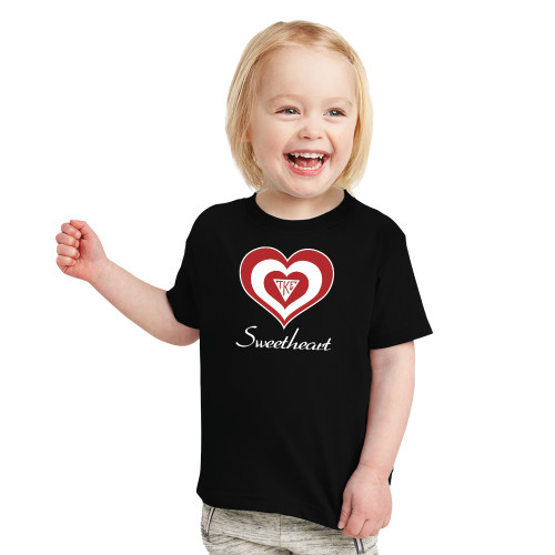 Toddler Black T Shirt-Triple Heart Sweetheart Design