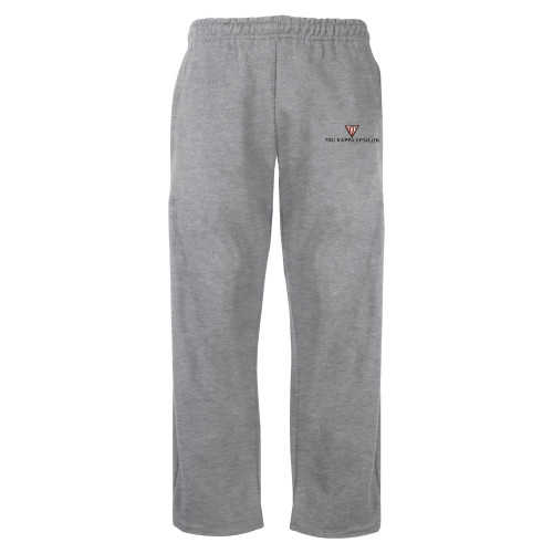 Grey Fleece Open Bottom Pant-House Plate Tau Kappa Epsilon