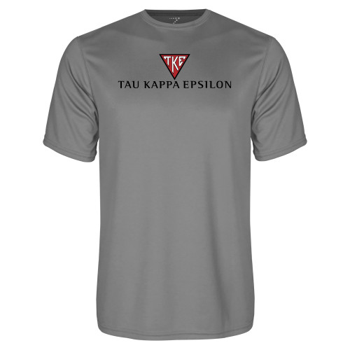 Grey Concrete Performance Tee-House Plate Tau Kappa Epsilon