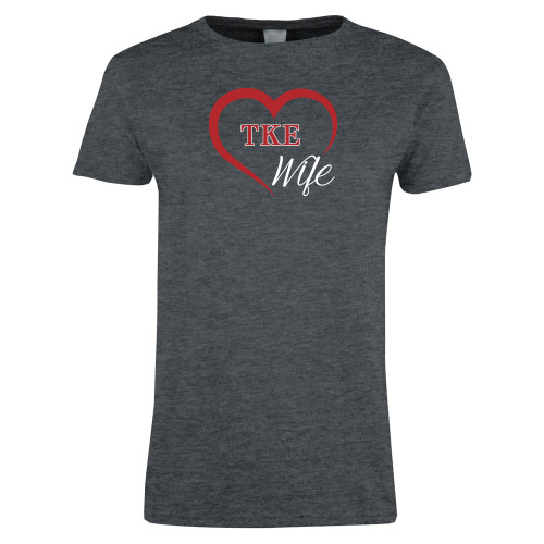Womens Dark Heather Short Sleeve Tee-TKE in Heart - TKE Wife