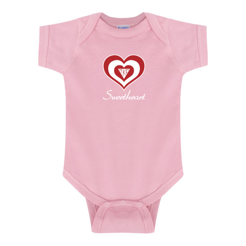 Light Pink Infant Onesie-Triple Heart Sweetheart Design