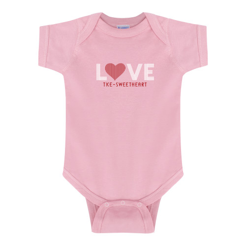 Light Pink Infant Onesie-Love Stripes Sweetheart Design