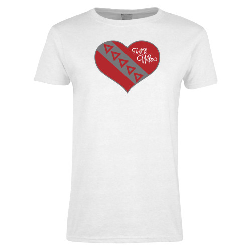 Womens White Short Sleeve Tee-Flag in Heart - TKE Wife