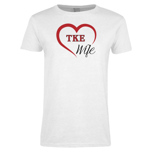 Womens White Short Sleeve Tee-TKE in Heart - TKE Wife