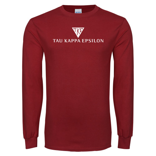 Cardinal Long Sleeve T Shirt-House Plate Tau Kappa Epsilon