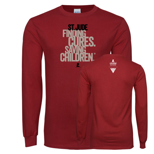 Cardinal Long Sleeve T Shirt-St Jude Finding Cures Saving Children