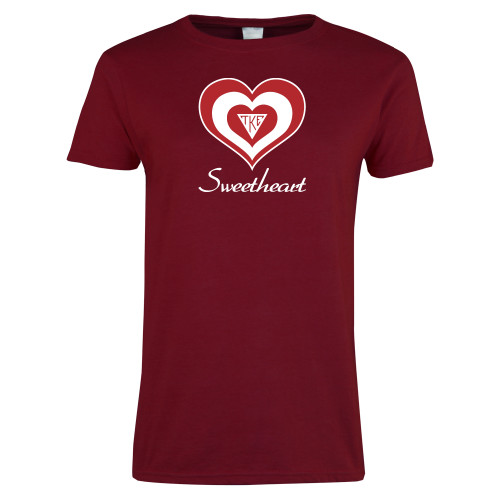 Next Level Womens Cardinal Short Sleeve Tee-Triple Heart Sweetheart Design