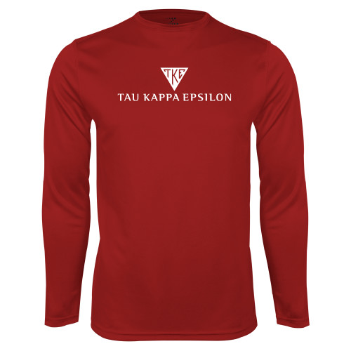 Cardinal Performance Long Sleeve Shirt-House Plate Tau Kappa Epsilon
