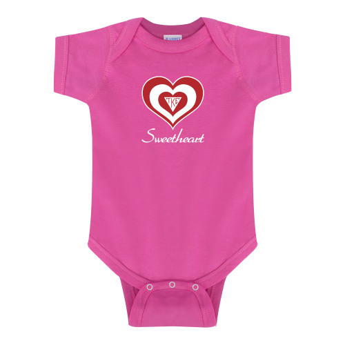 Fuchsia Infant Onesie-Triple Heart Sweetheart Design