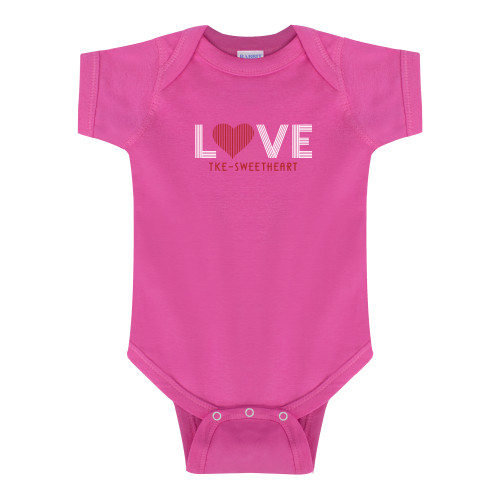 Fuchsia Infant Onesie-Love Stripes Sweetheart Design