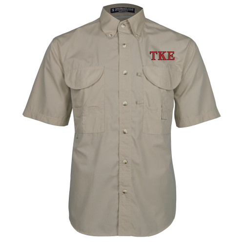 Khaki Fishing Shirt Performance Short Sleeve-TKE