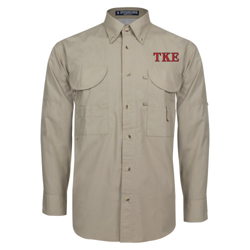 Khaki Fishing Shirt Performance Long Sleeve-TKE