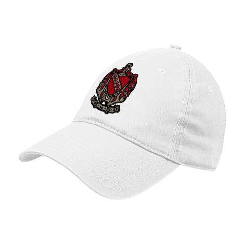 White Unstructured Adjustable Low Profile Hat-Coat of Arms