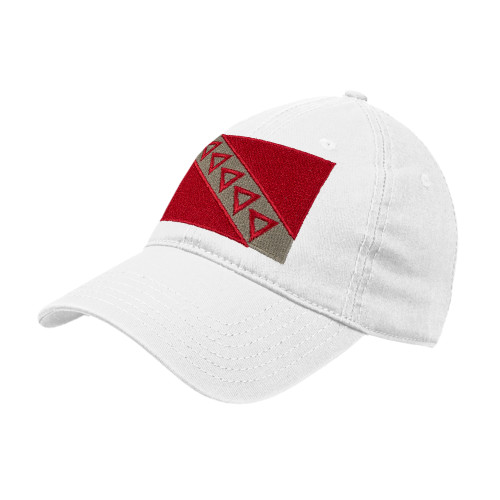 White Unstructured Adjustable Low Profile Hat-Flag