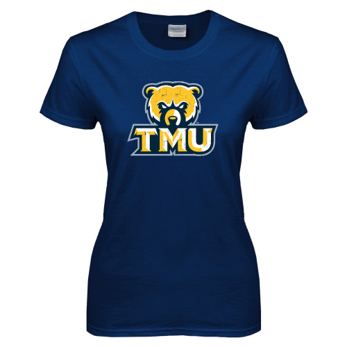  Womens Short Sleeve Navy Tee - Primary Logo Distressed