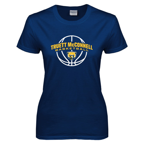  Womens Short Sleeve Navy Tee - Truett McConnell Basketball Arched