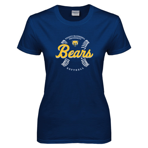  Womens Short Sleeve Navy Tee - Bears Softball Seams