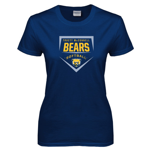  Womens Short Sleeve Navy Tee - Bears Softball Plate