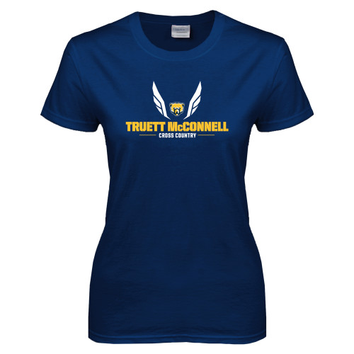 Womens Short Sleeve Navy Tee - Truett McConnell Cross Country Wings