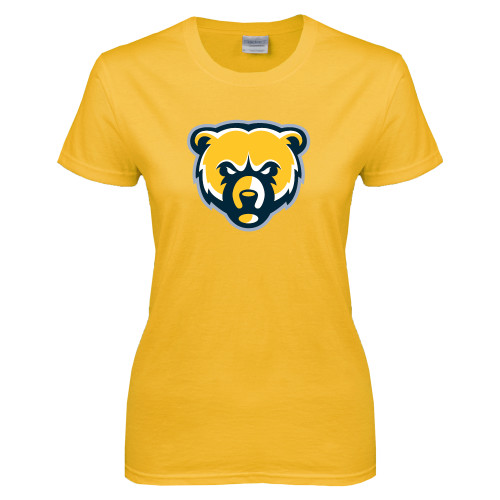  Womens Gold Short Sleeve Tee - Bear Head