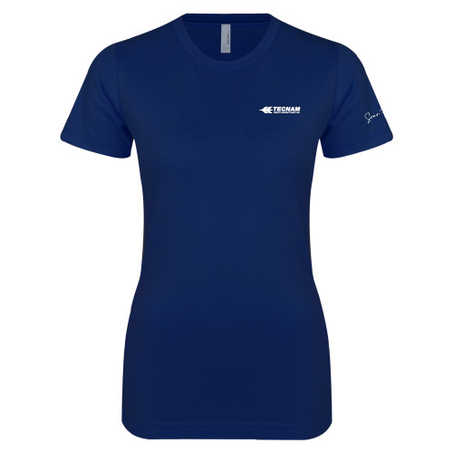 Next Level Womens Navy Boyfriend Tee-TECNAM Primary Logo