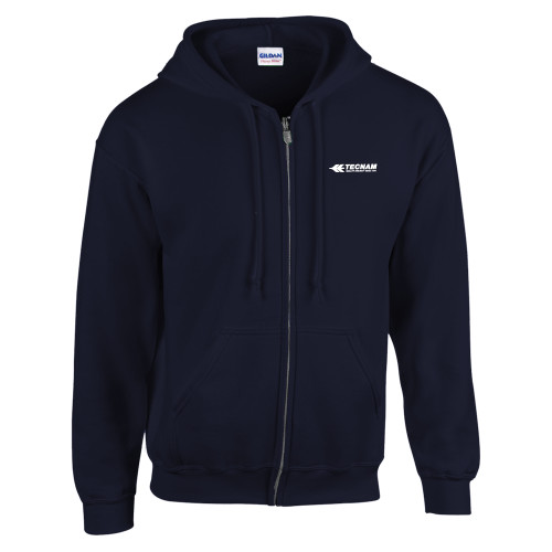 Navy Fleece Full Zip Hoodie-TECNAM Primary Logo