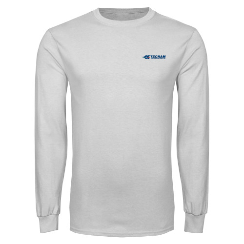 White Long Sleeve T Shirt-TECNAM Primary Logo