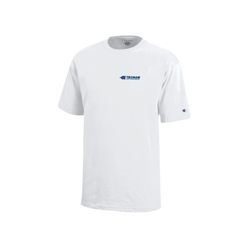 Champion Youth White Short Sleeve Tee-TECNAM Primary Logo