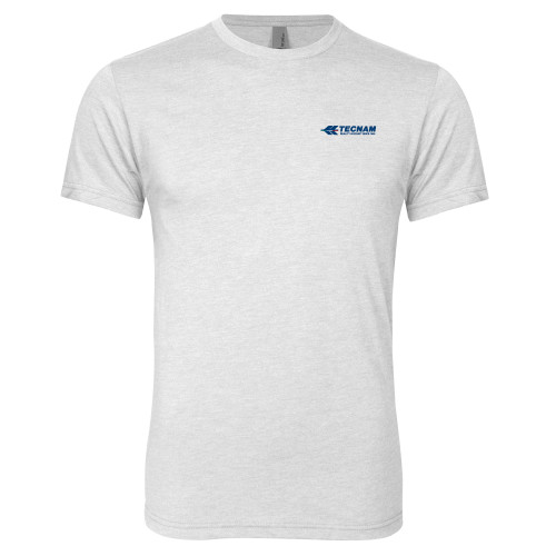 Next Level Heather White Triblend Tee-TECNAM Primary Logo
