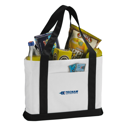 Contender White/Black Canvas Tote-TECNAM Primary Logo