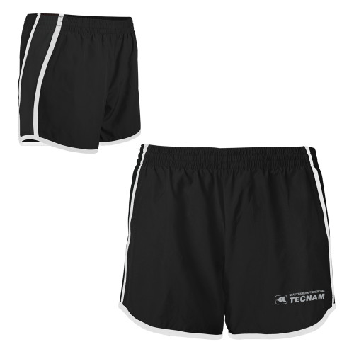 Womens Black/White Team Short-TECNAM Primary Logo