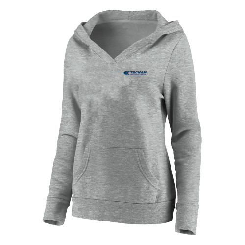Womens Plus Heather Grey Hoodie-TECNAM Primary Logo -