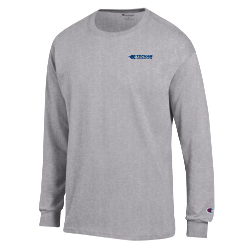 Champion Oxford Grey Long Sleeve T Shirt-TECNAM Primary Logo