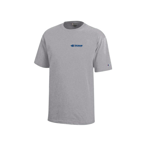 Champion Youth Grey Short Sleeve Tee-TECNAM Primary Logo